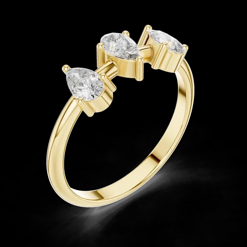 Alternating Three Pear Lab Grown Diamond Ring - Image 5 Alternating Three Pear Lab Grown Diamond Ring, view 5 of 6