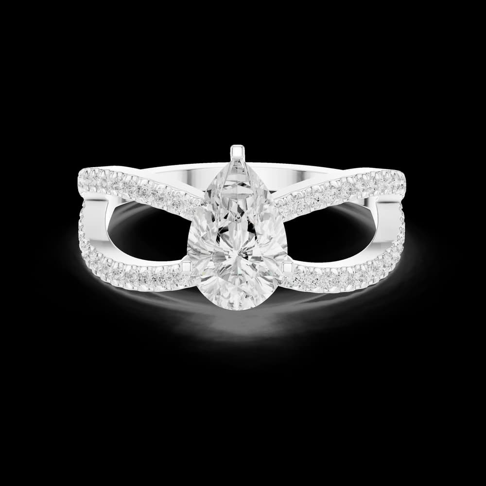 Unique Crossover Pear Lab Grown Diamond Ring - Image 2 Unique Crossover Pear Lab Grown Diamond Ring, view 2 of 6