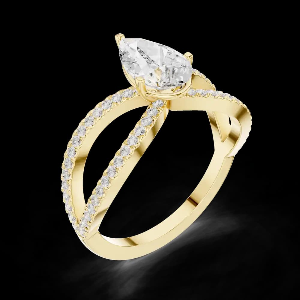 Unique Crossover Pear Lab Grown Diamond Ring - Image 5 Unique Crossover Pear Lab Grown Diamond Ring, view 5 of 6