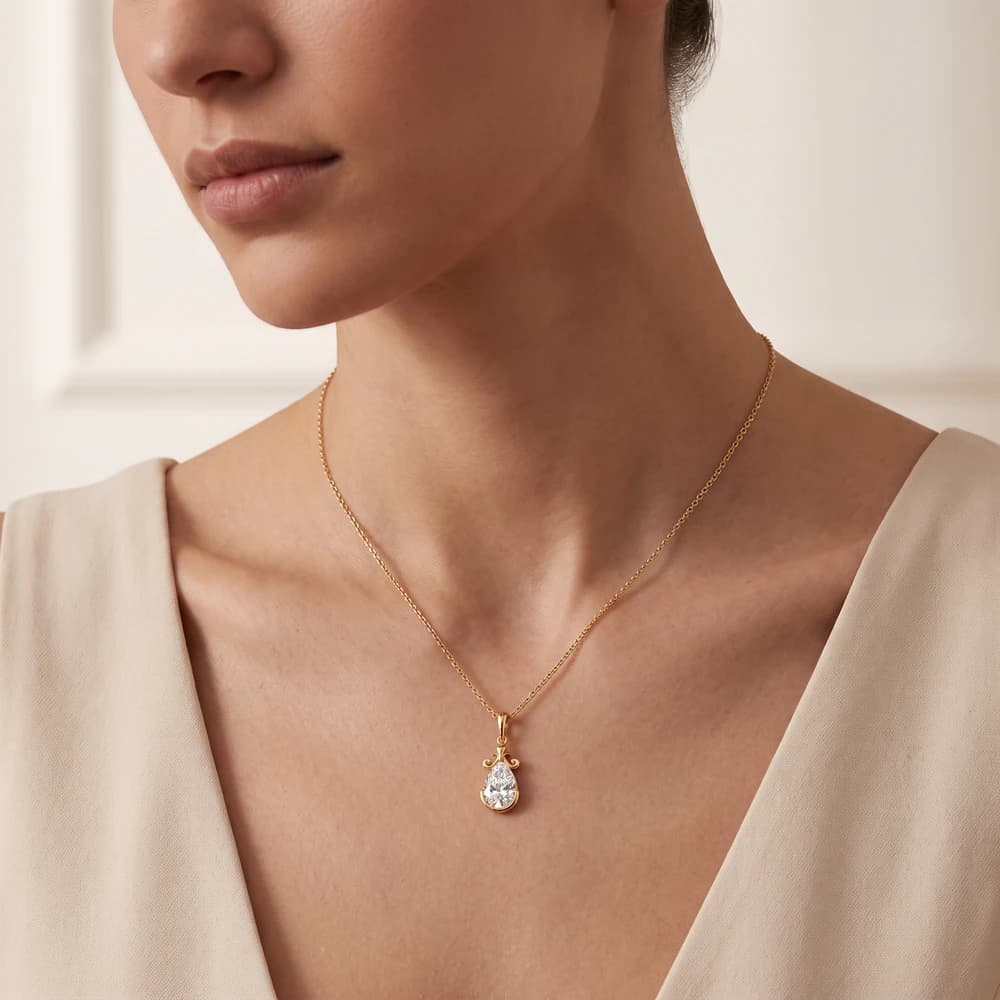 Graceful Pear Shaped Lab Grown Diamond Pendant - Image 2 Graceful Pear Shaped Lab Grown Diamond Pendant, view 2 of 3