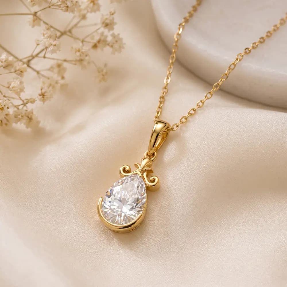 Graceful Pear Shaped Lab Grown Diamond Pendant - Image 3 Graceful Pear Shaped Lab Grown Diamond Pendant, view 3 of 3