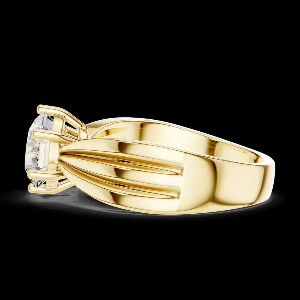 Round Cut Gold Ribbed Lab Grown Ring - Image 5 Round Cut Gold Ribbed Lab Grown Ring, view 5 of 5