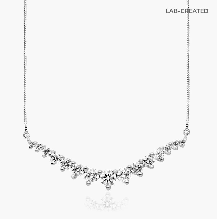 Graduating Lab Grown Diamond Curved Necklace - Image 1 Graduating Lab Grown Diamond Curved Necklace, view 1 of 4