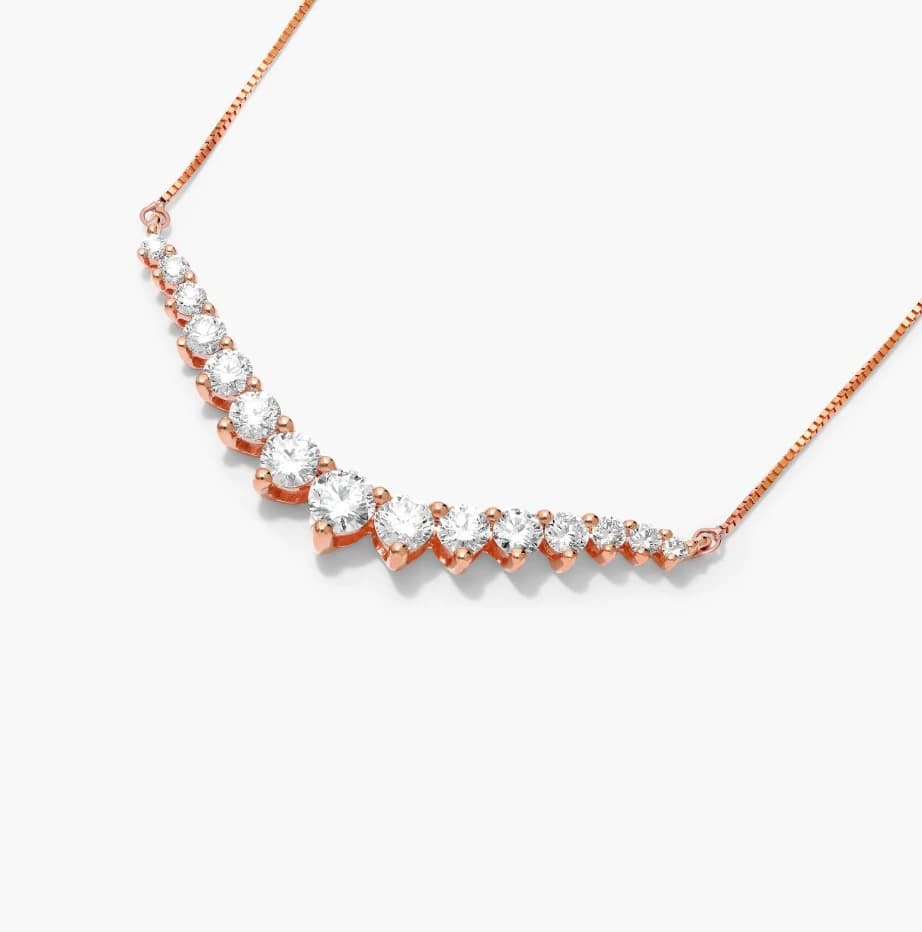 Graduating Lab Grown Diamond Curved Necklace - Image 3 Graduating Lab Grown Diamond Curved Necklace, view 3 of 4