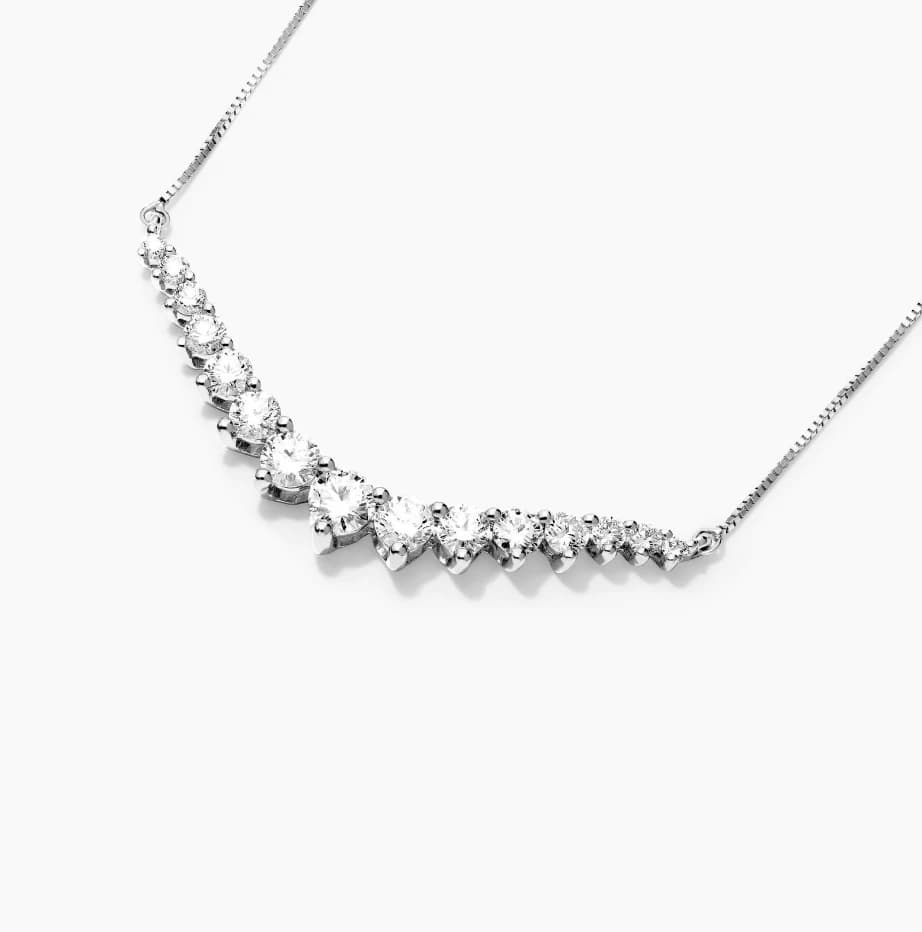 Graduating Lab Grown Diamond Curved Necklace - Image 4 Graduating Lab Grown Diamond Curved Necklace, view 4 of 4