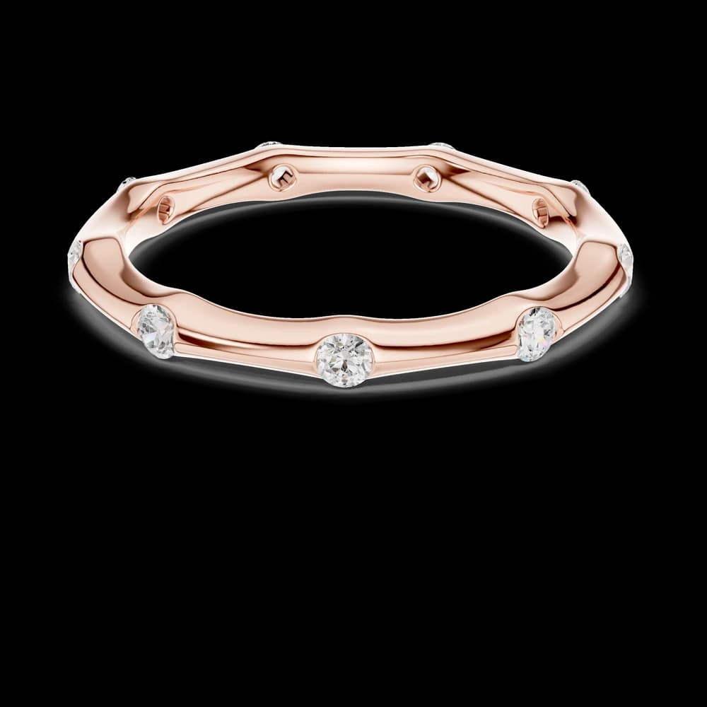 Flush-Set Wave Diamond Stacking Band - Image 1 Flush-Set Wave Diamond Stacking Band, view 1 of 6