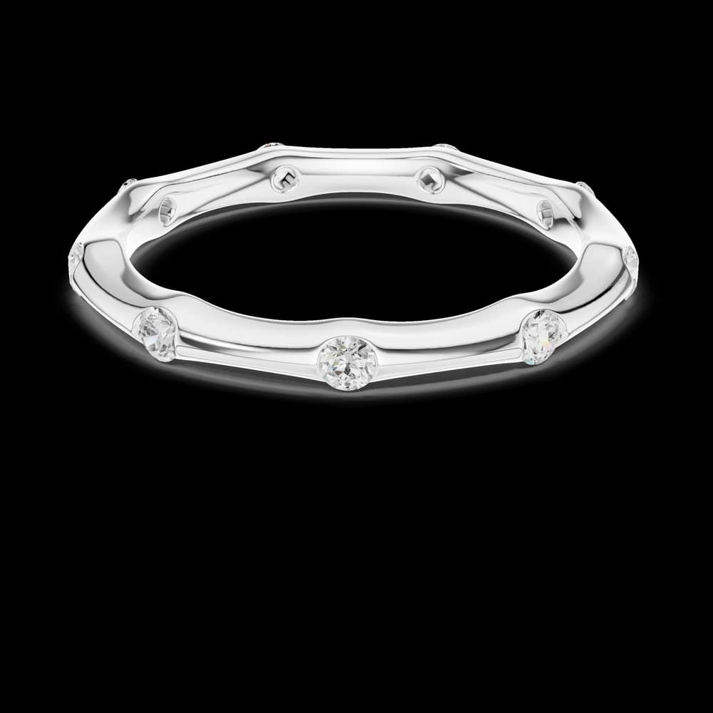 Flush-Set Wave Diamond Stacking Band - Image 2 Flush-Set Wave Diamond Stacking Band, view 2 of 6