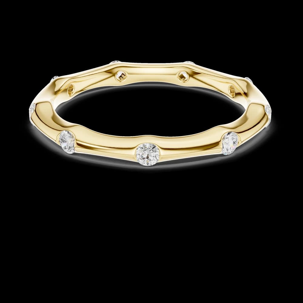 Flush-Set Wave Diamond Stacking Band - Image 3 Flush-Set Wave Diamond Stacking Band, view 3 of 6
