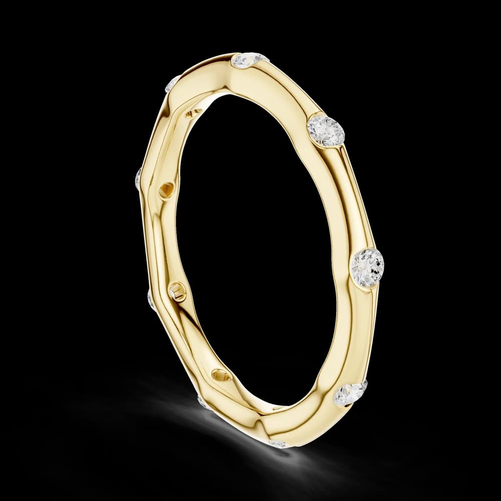 Flush-Set Wave Diamond Stacking Band - Image 4 Flush-Set Wave Diamond Stacking Band, view 4 of 6
