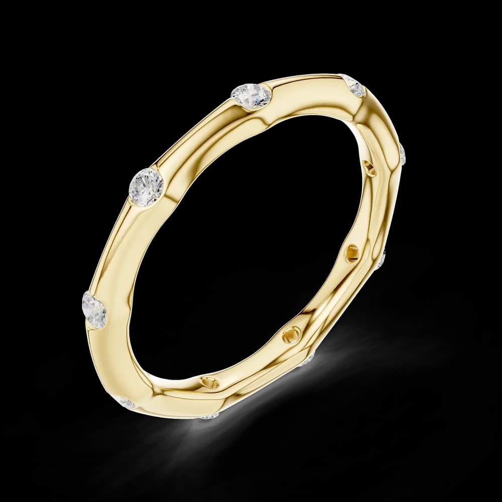 Flush-Set Wave Diamond Stacking Band - Image 5 Flush-Set Wave Diamond Stacking Band, view 5 of 6
