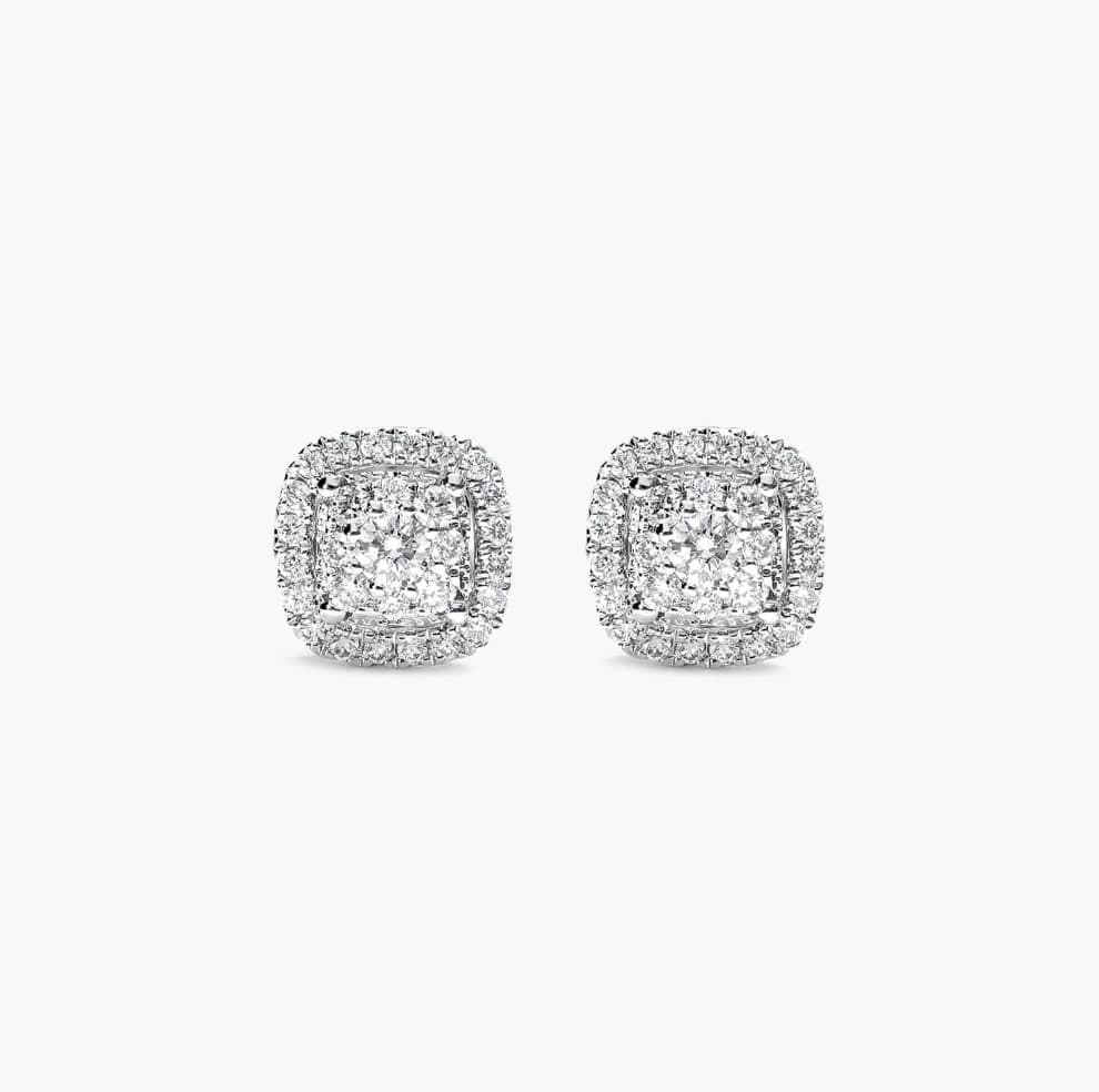 Halo Cushion Cluster Lab Grown Diamond Studs - Image 1 Halo Cushion Cluster Lab Grown Diamond Studs, view 1 of 4