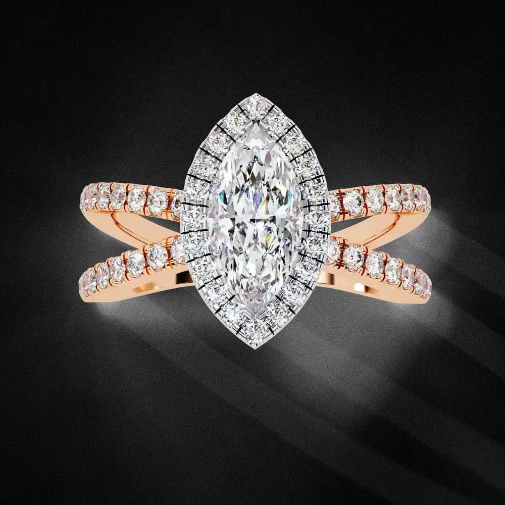 Halo Split Shank Lab Grown Diamond Engagement Ring - Image 1 Halo Split Shank Lab Grown Diamond Engagement Ring, view 1 of 6