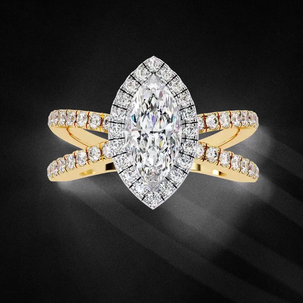 Halo Split Shank Lab Grown Diamond Engagement Ring - Image 3 Halo Split Shank Lab Grown Diamond Engagement Ring, view 3 of 6