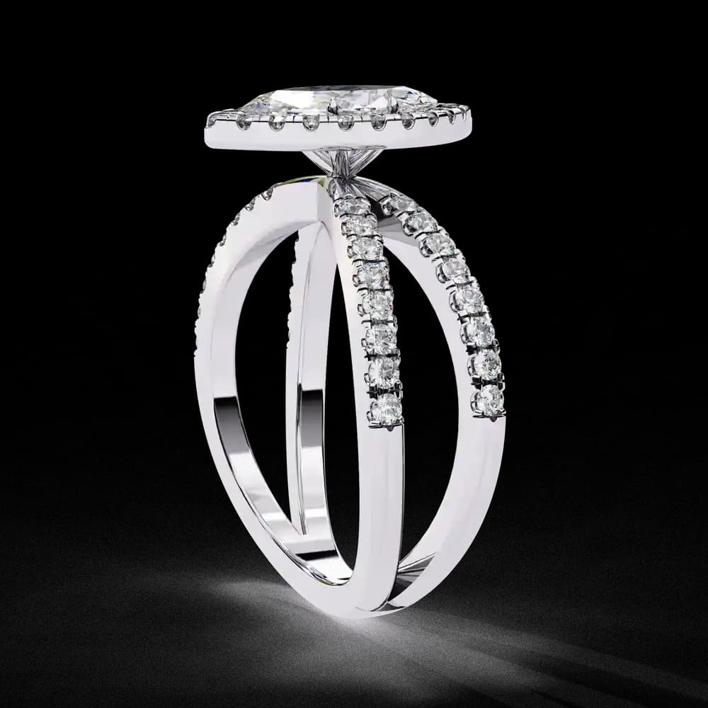 Halo Split Shank Lab Grown Diamond Engagement Ring - Image 4 Halo Split Shank Lab Grown Diamond Engagement Ring, view 4 of 6