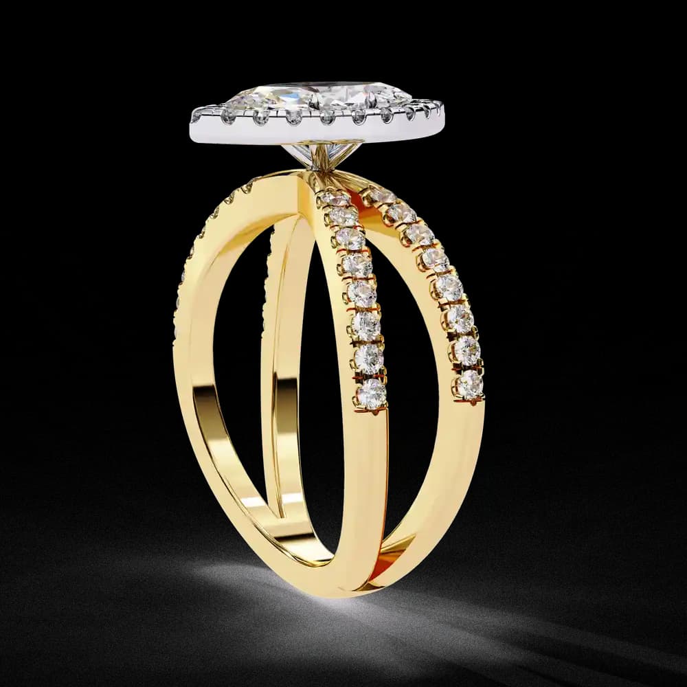 Halo Split Shank Lab Grown Diamond Engagement Ring - Image 5 Halo Split Shank Lab Grown Diamond Engagement Ring, view 5 of 6