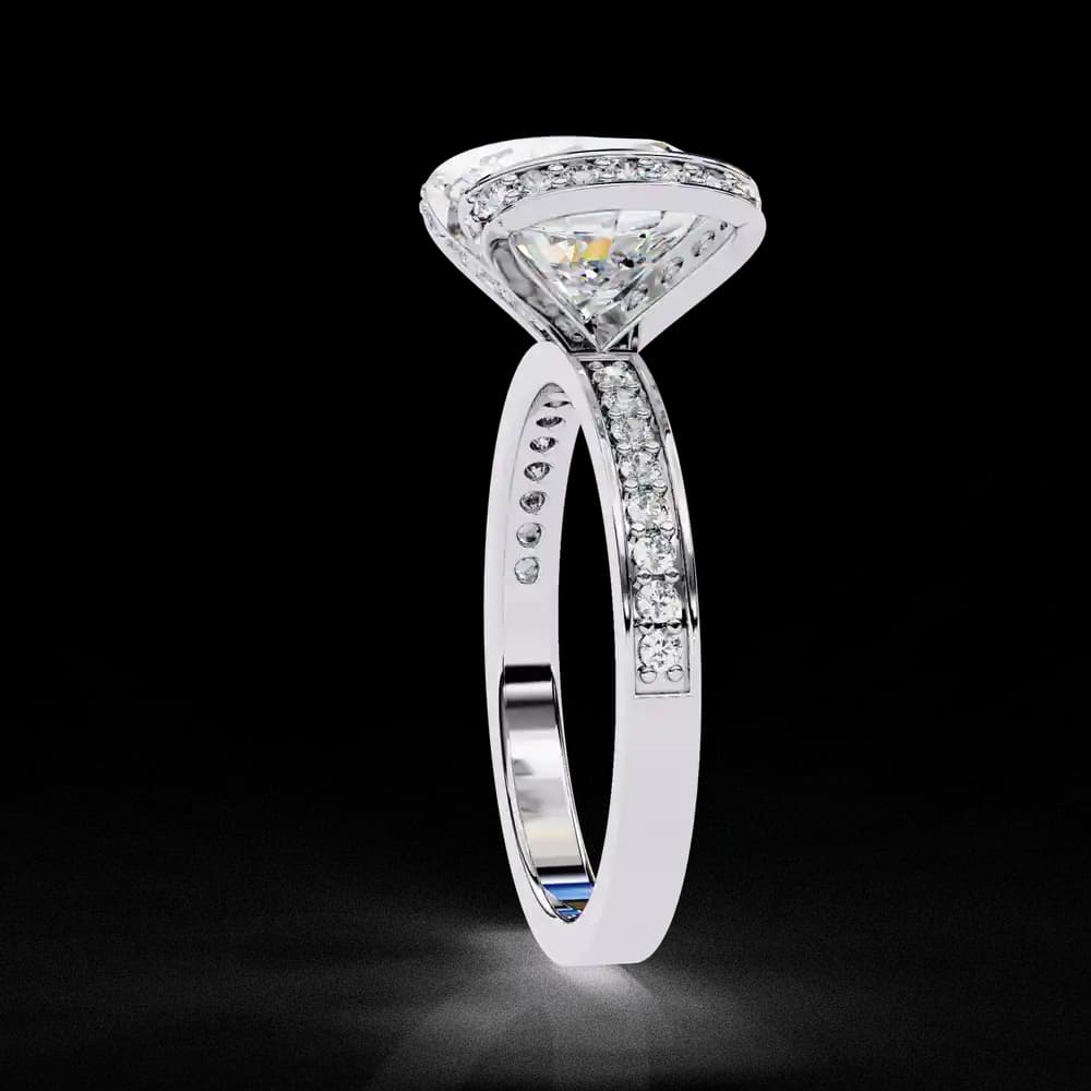 Cushion Cut Pave Side Panel Lab Grown Diamond Ring - Image 2 Cushion Cut Pave Side Panel Lab Grown Diamond Ring, view 2 of 4