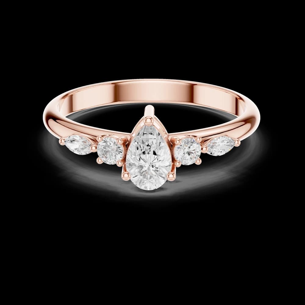 Graduated Pear Lab Grown Diamond Ring - Image 1 Graduated Pear Lab Grown Diamond Ring, view 1 of 6
