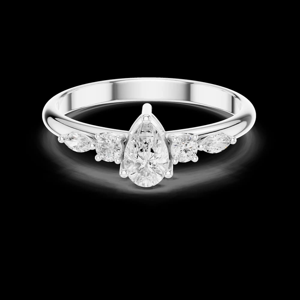 Graduated Pear Lab Grown Diamond Ring - Image 2 Graduated Pear Lab Grown Diamond Ring, view 2 of 6
