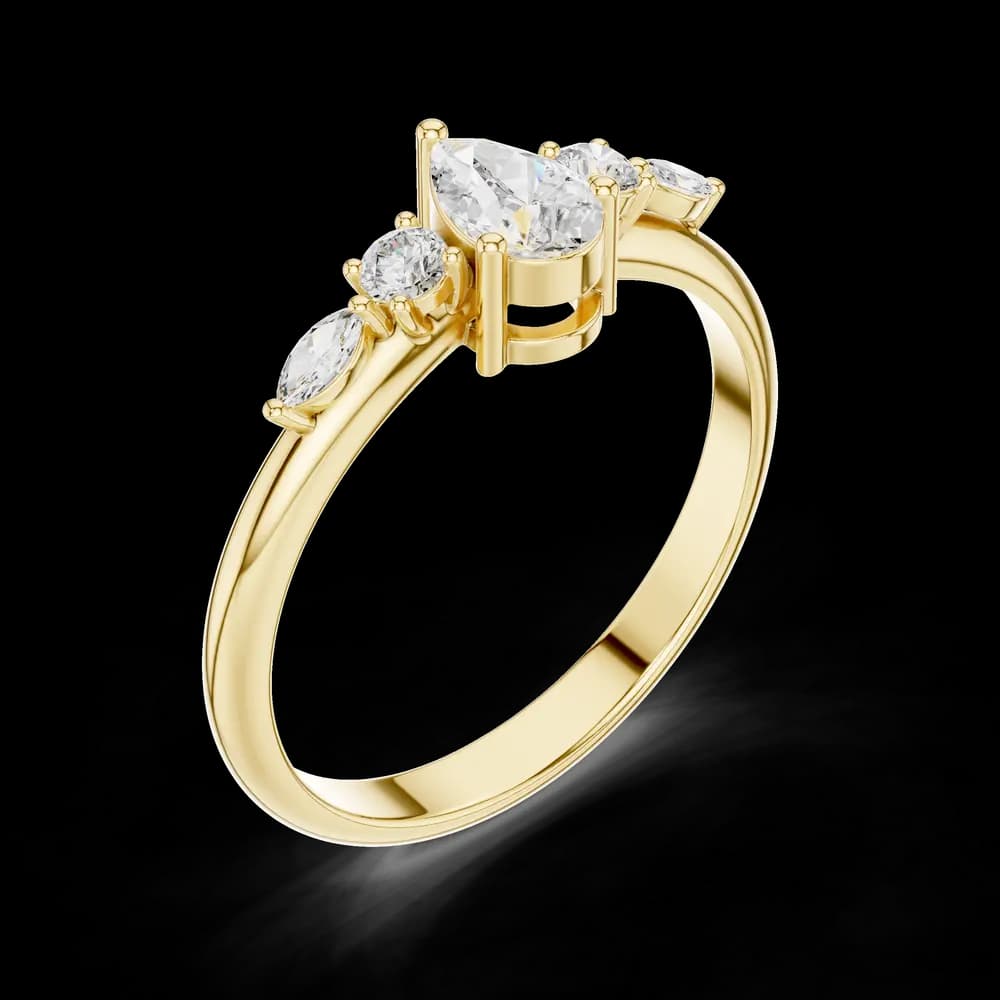 Graduated Pear Lab Grown Diamond Ring - Image 5 Graduated Pear Lab Grown Diamond Ring, view 5 of 6