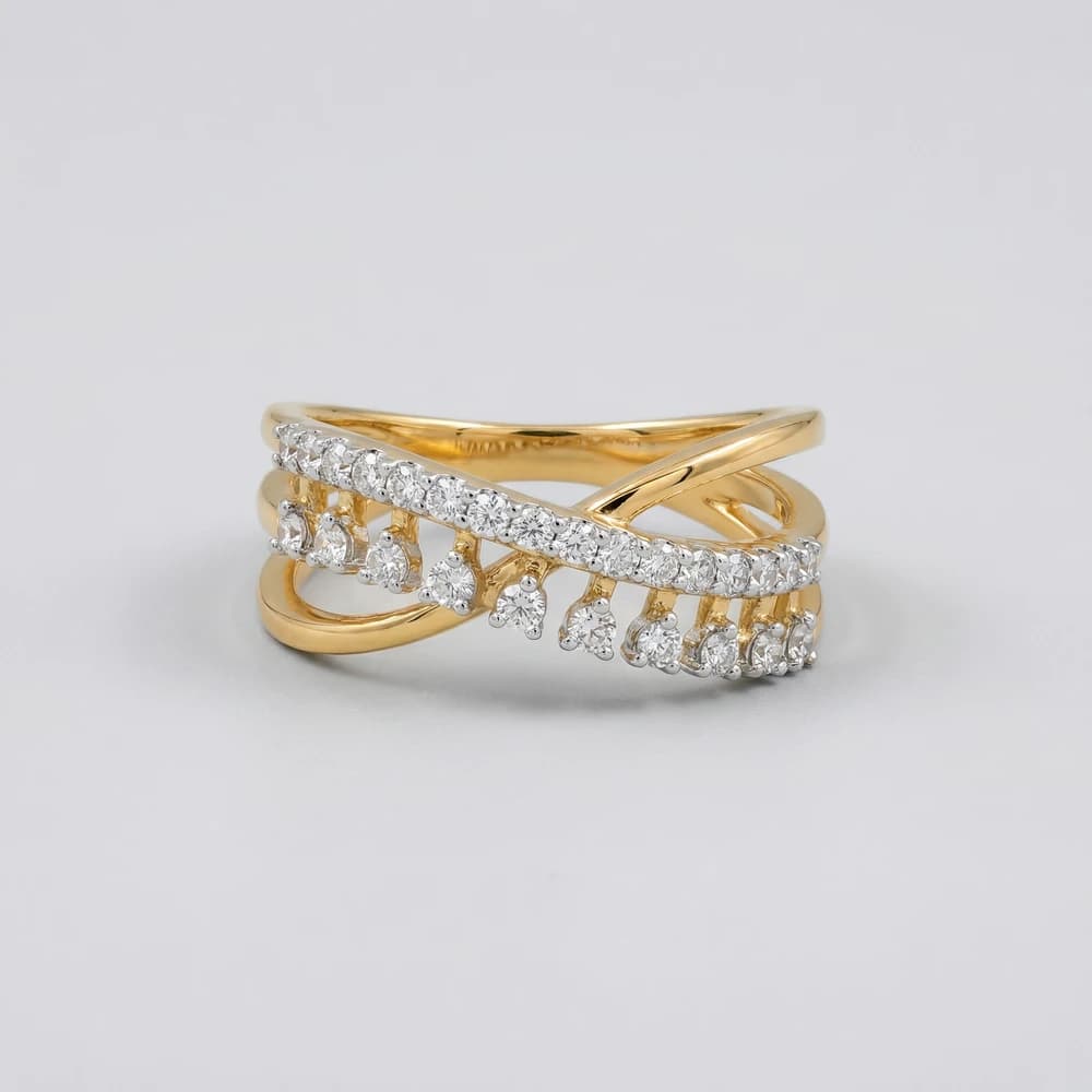 Criss Cross Pav������ Diamond Band Lab Grown Diamond Ring - Image 1 Criss Cross Pav������ Diamond Band Lab Grown Diamond Ring, view 1 of 2