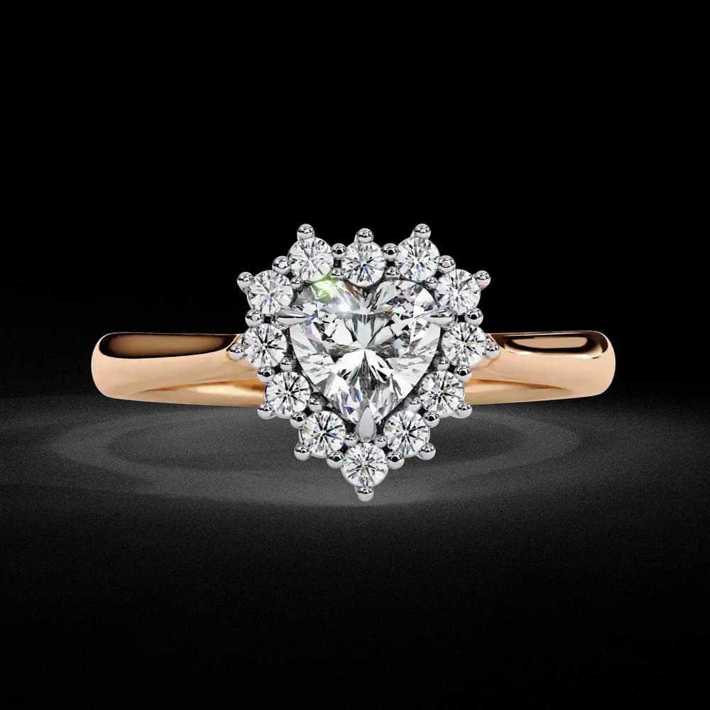 Sparkling Heart Cut Lab Grown Diamond Halo Ring - Image 1 Sparkling Heart Cut Lab Grown Diamond Halo Ring, view 1 of 6