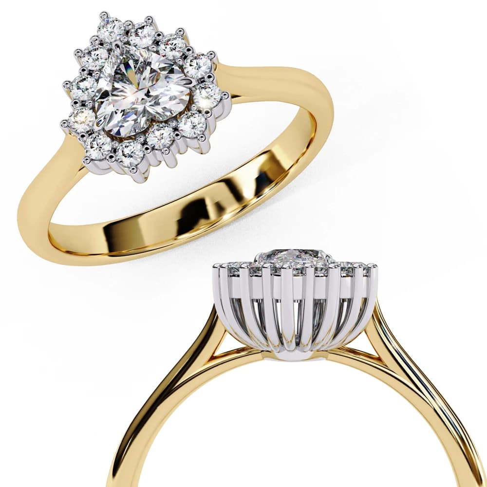Sparkling Heart Cut Lab Grown Diamond Halo Ring - Image 3 Sparkling Heart Cut Lab Grown Diamond Halo Ring, view 3 of 6