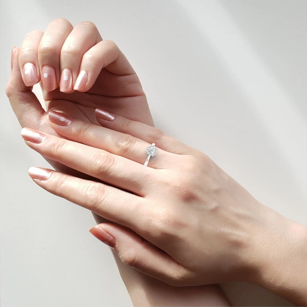 Sparkling Heart Cut Lab Grown Diamond Halo Ring - Image 4 Sparkling Heart Cut Lab Grown Diamond Halo Ring, view 4 of 6