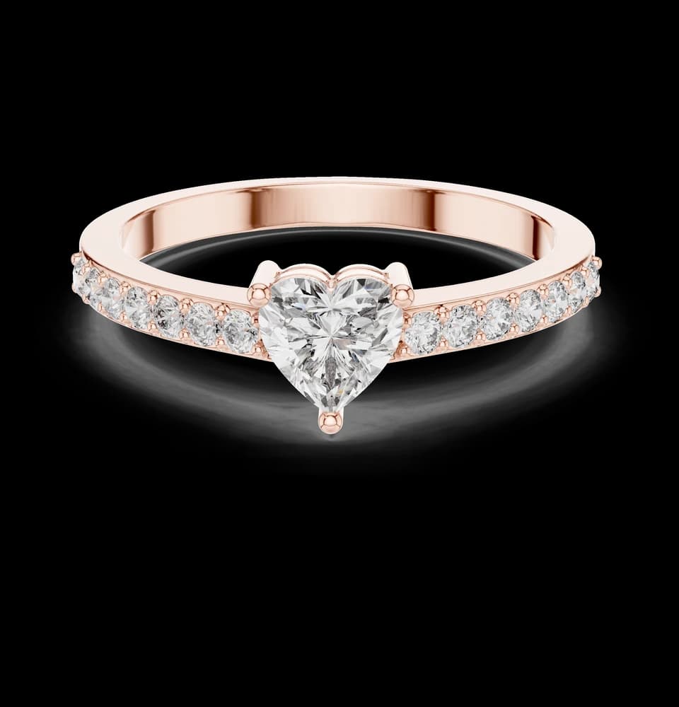 Heart-Pavé Band Lab Grown Diamond Ring - Image 1 Heart-Pavé Band Lab Grown Diamond Ring, view 1 of 6