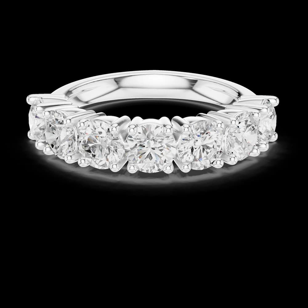Classic Shared Prong Seven Stone Eternity Band - Image 2 Classic Shared Prong Seven Stone Eternity Band, view 2 of 6