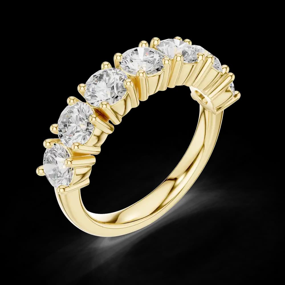 Classic Shared Prong Seven Stone Eternity Band - Image 5 Classic Shared Prong Seven Stone Eternity Band, view 5 of 6