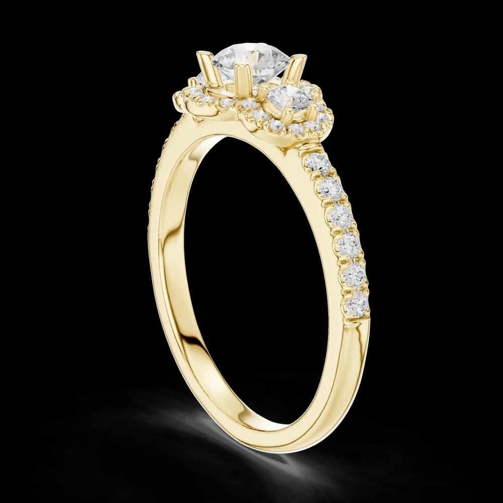 Round Halo Triple Stone Lab Grown Diamond Ring - Image 4 Round Halo Triple Stone Lab Grown Diamond Ring, view 4 of 6