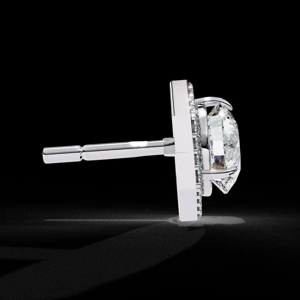 Hexagonal Halo Lab Grown Diamond Stud Earrings - Image 10 Hexagonal Halo Lab Grown Diamond Stud Earrings, view 10 of 25