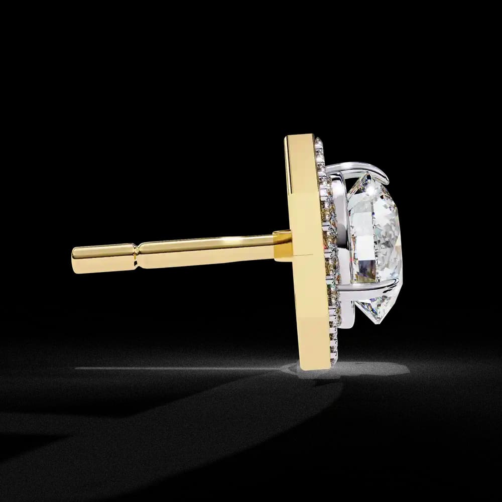 Hexagonal Halo Lab Grown Diamond Stud Earrings - Image 11 Hexagonal Halo Lab Grown Diamond Stud Earrings, view 11 of 25
