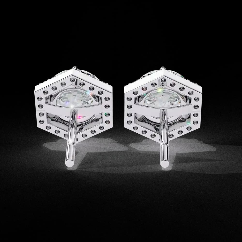 Hexagonal Halo Lab Grown Diamond Stud Earrings - Image 12 Hexagonal Halo Lab Grown Diamond Stud Earrings, view 12 of 25