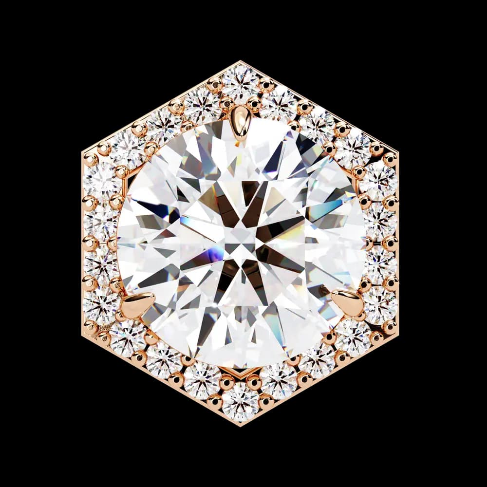 Hexagonal Halo Lab Grown Diamond Stud Earrings - Image 18 Hexagonal Halo Lab Grown Diamond Stud Earrings, view 18 of 25