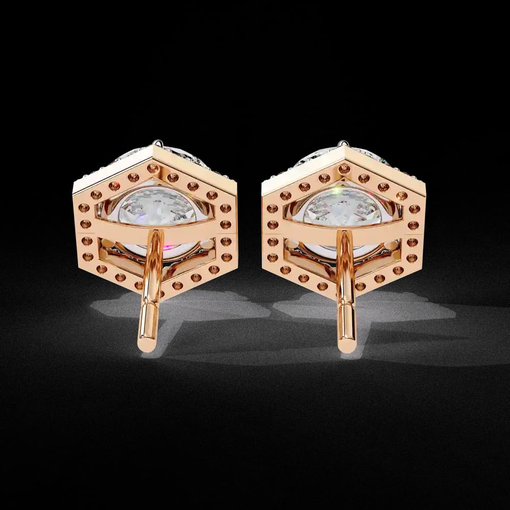 Hexagonal Halo Lab Grown Diamond Stud Earrings - Image 19 Hexagonal Halo Lab Grown Diamond Stud Earrings, view 19 of 25