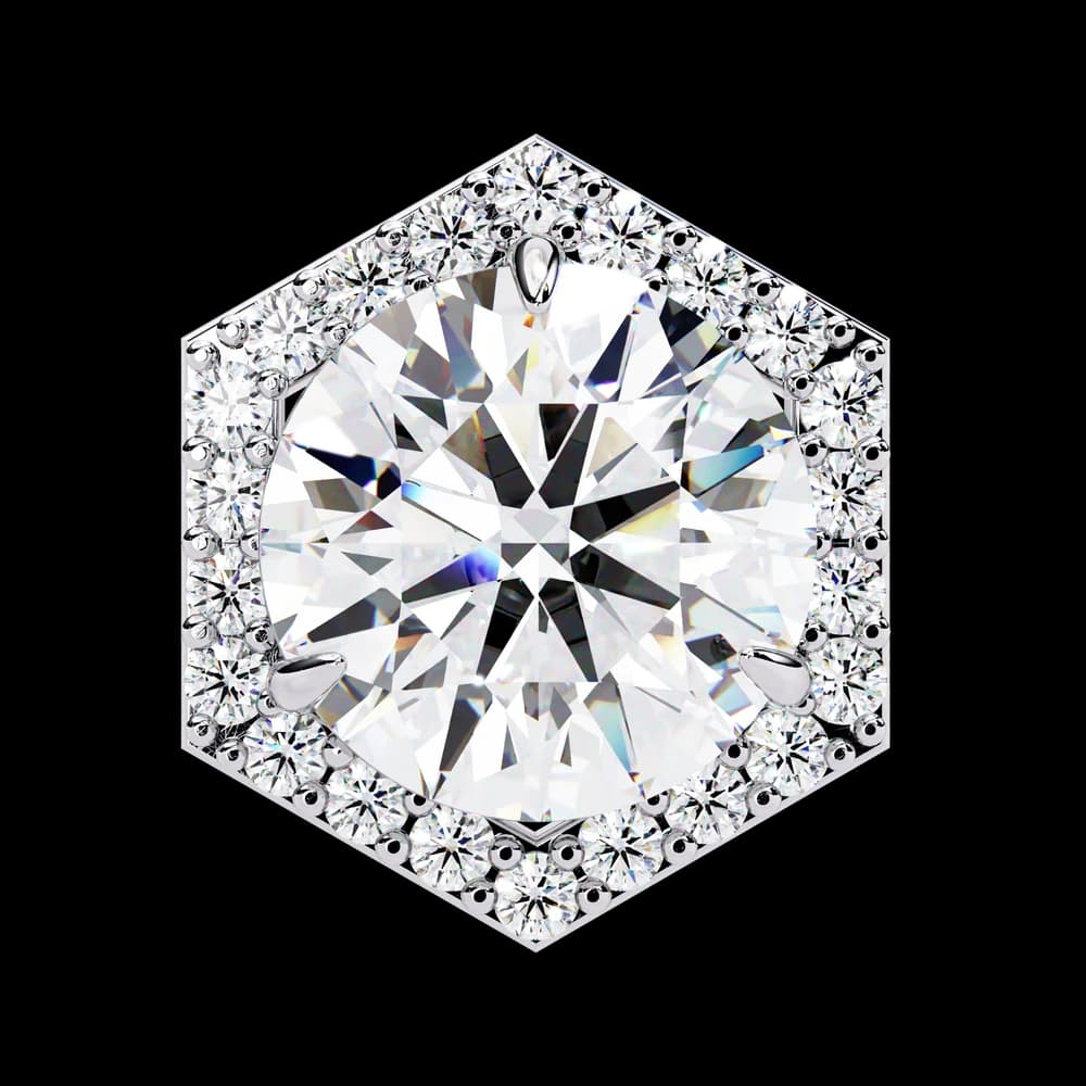 Hexagonal Halo Lab Grown Diamond Stud Earrings - Image 2 Hexagonal Halo Lab Grown Diamond Stud Earrings, view 2 of 25