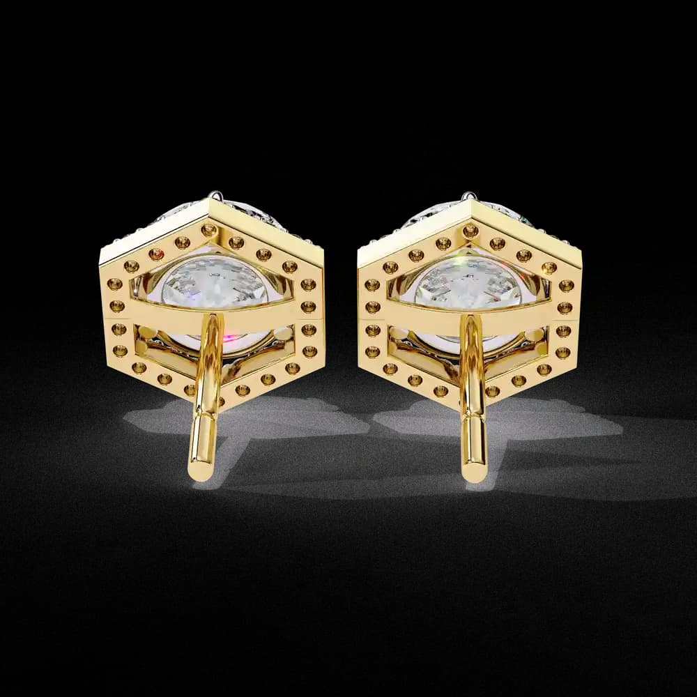 Hexagonal Halo Lab Grown Diamond Stud Earrings - Image 20 Hexagonal Halo Lab Grown Diamond Stud Earrings, view 20 of 25
