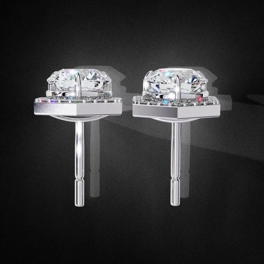 Hexagonal Halo Lab Grown Diamond Stud Earrings - Image 25 Hexagonal Halo Lab Grown Diamond Stud Earrings, view 25 of 25