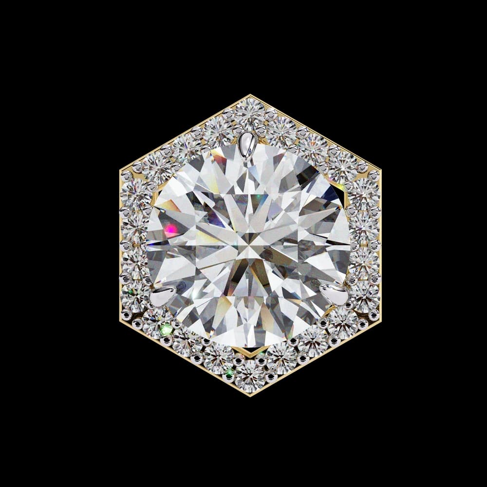 Hexagonal Halo Lab Grown Diamond Stud Earrings - Image 4 Hexagonal Halo Lab Grown Diamond Stud Earrings, view 4 of 25