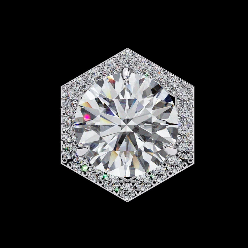 Hexagonal Halo Lab Grown Diamond Stud Earrings - Image 5 Hexagonal Halo Lab Grown Diamond Stud Earrings, view 5 of 25
