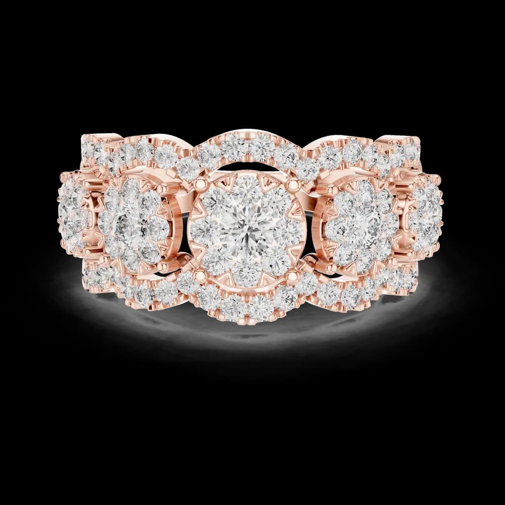Multi-Cluster Scalloped Pavé Diamond Statement Band - Image 1 Multi-Cluster Scalloped Pavé Diamond Statement Band, view 1 of 6