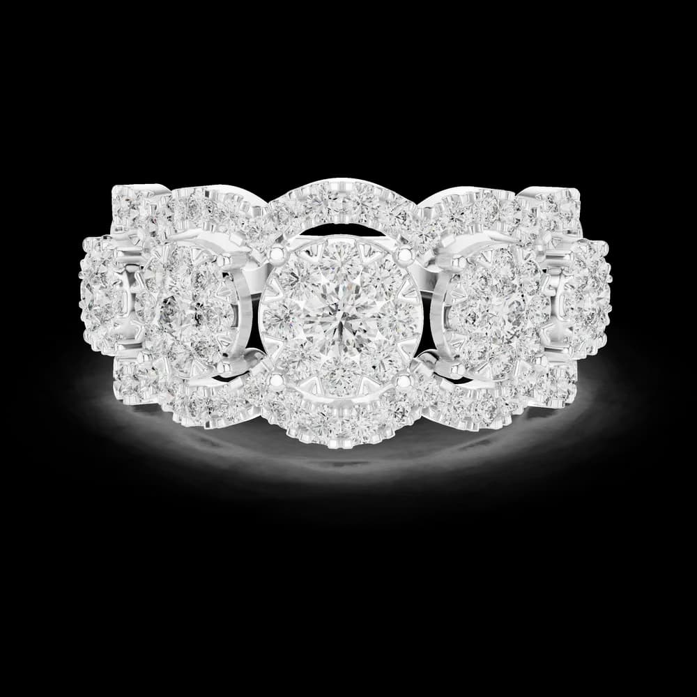 Multi-Cluster Scalloped Pavé Diamond Statement Band - Image 2 Multi-Cluster Scalloped Pavé Diamond Statement Band, view 2 of 6