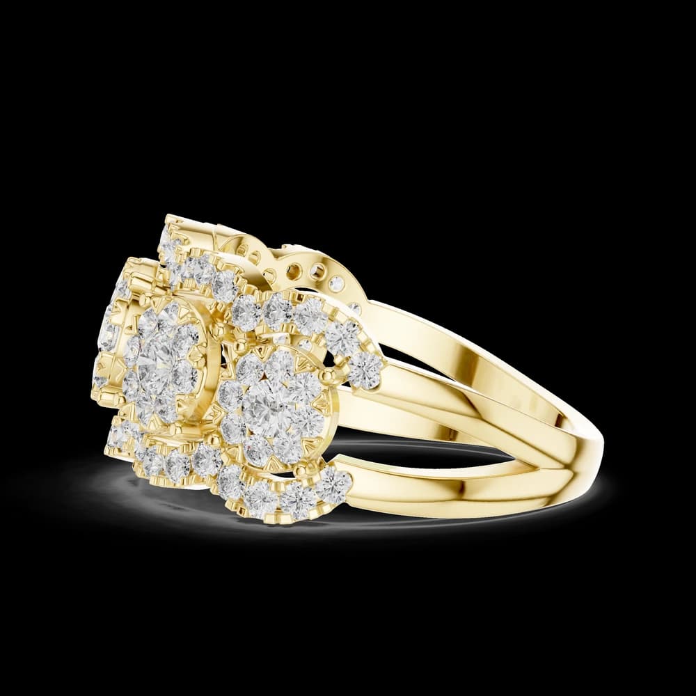 Multi-Cluster Scalloped Pavé Diamond Statement Band - Image 6 Multi-Cluster Scalloped Pavé Diamond Statement Band, view 6 of 6
