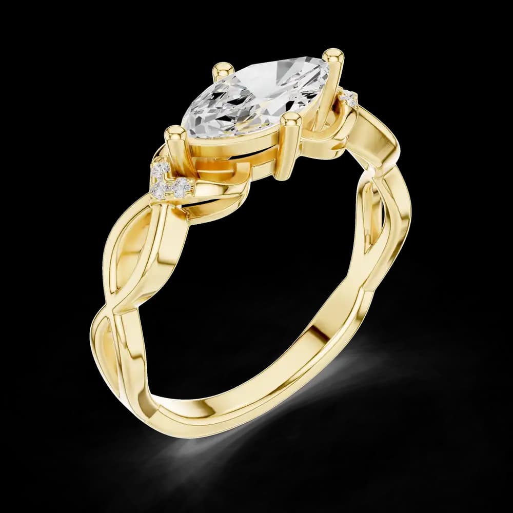 Pear East-West Setting Lab Grown Diamond Ring - Image 5 Pear East-West Setting Lab Grown Diamond Ring, view 5 of 6