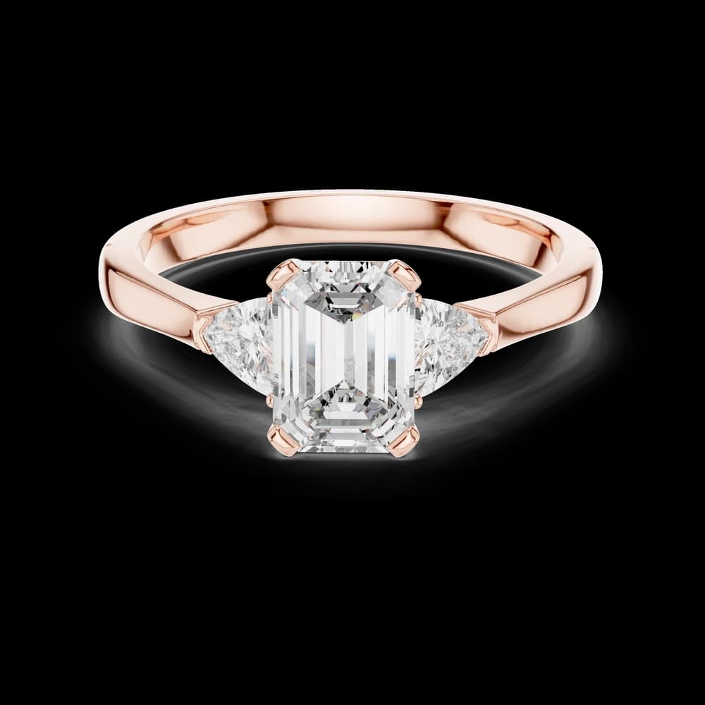 Triangle Accent Emerald Lab Grown Diamond Ring - Image 1 Triangle Accent Emerald Lab Grown Diamond Ring, view 1 of 6