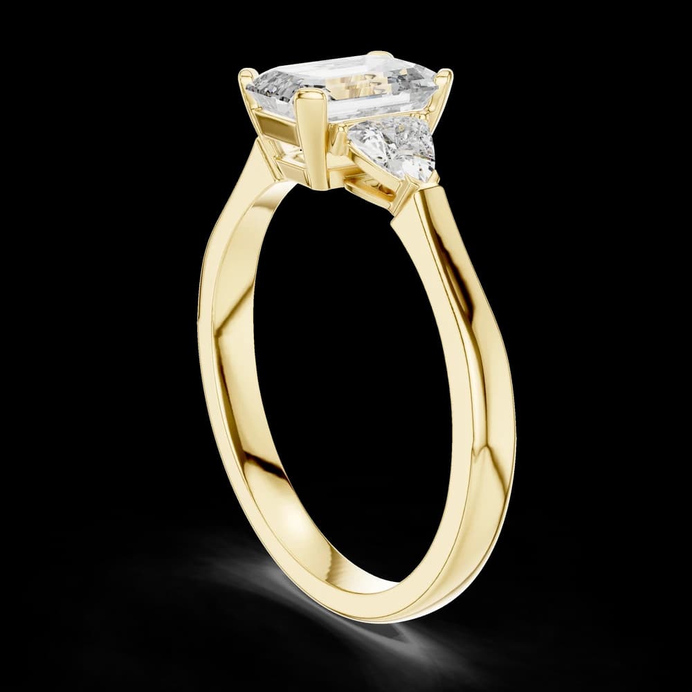 Triangle Accent Emerald Lab Grown Diamond Ring - Image 4 Triangle Accent Emerald Lab Grown Diamond Ring, view 4 of 6