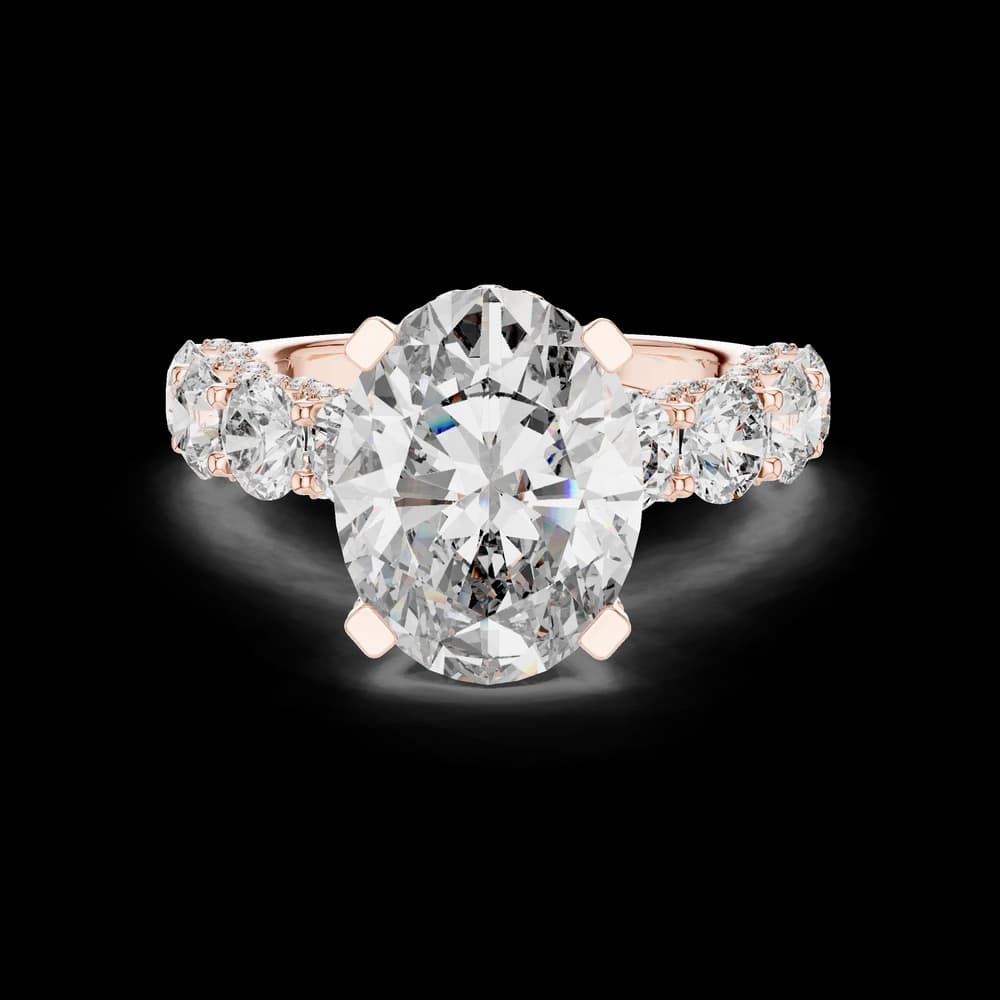 Oval Center Round Side Lab Grown Diamond Ring - Image 1 Oval Center Round Side Lab Grown Diamond Ring, view 1 of 6