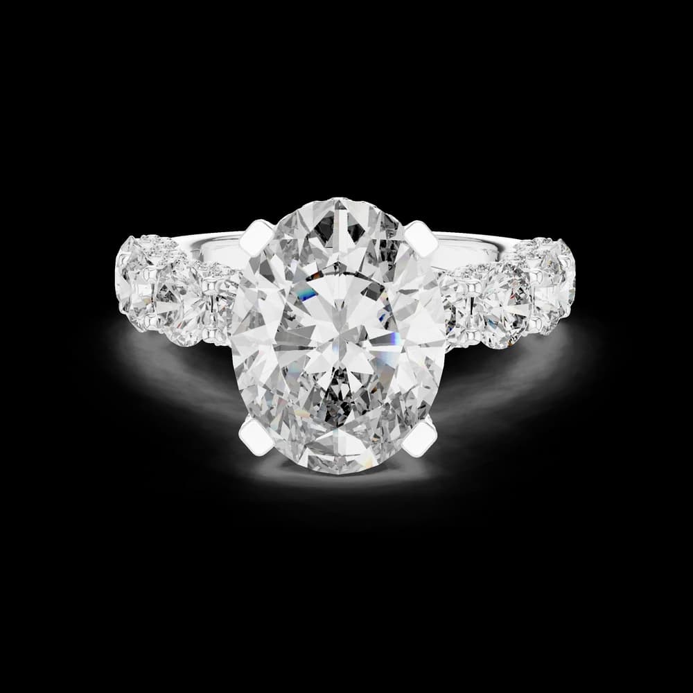 Oval Center Round Side Lab Grown Diamond Ring - Image 2 Oval Center Round Side Lab Grown Diamond Ring, view 2 of 6