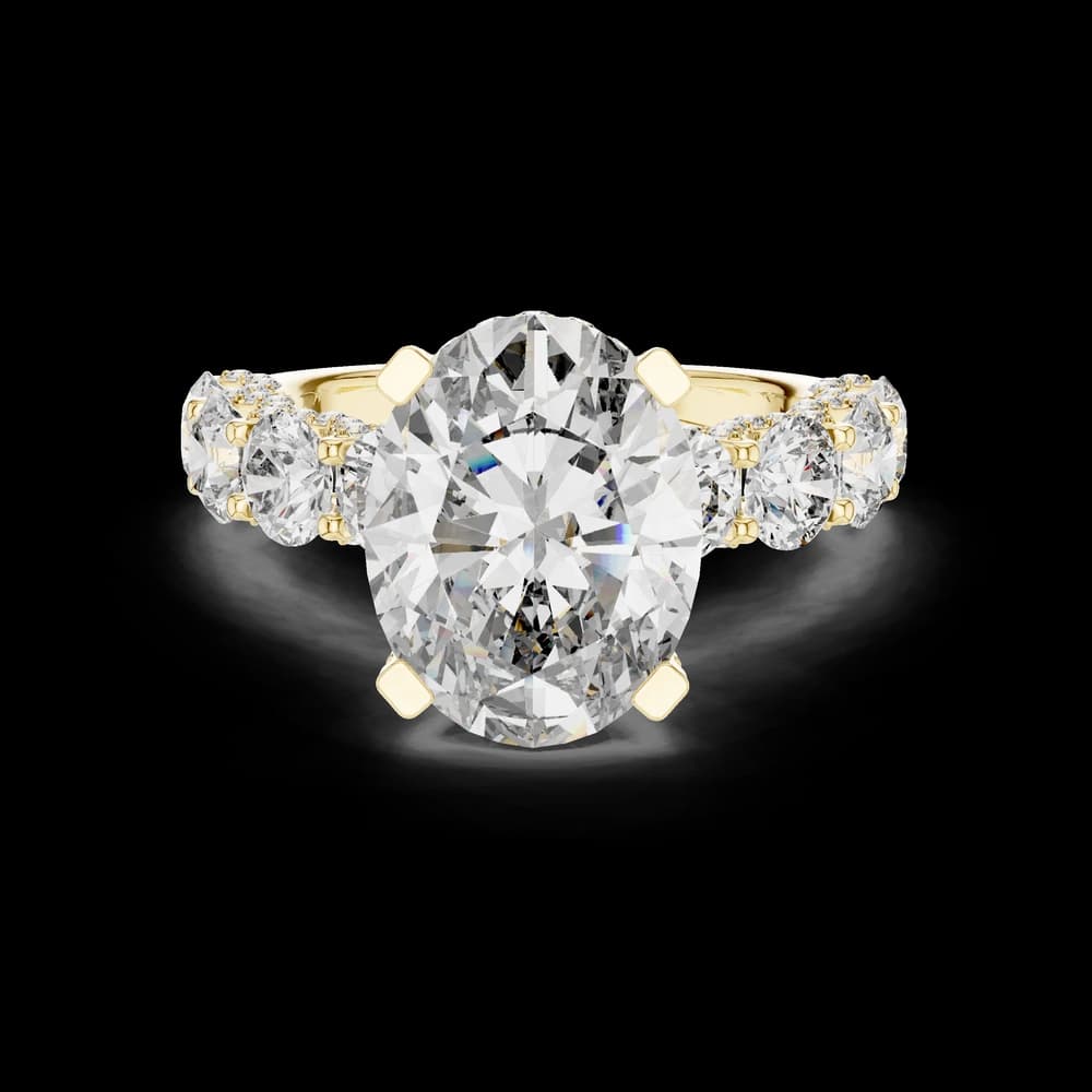 Oval Center Round Side Lab Grown Diamond Ring - Image 3 Oval Center Round Side Lab Grown Diamond Ring, view 3 of 6